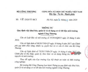 16 đối tượng phải khai báo CSDL môi trường ngành Công Thương